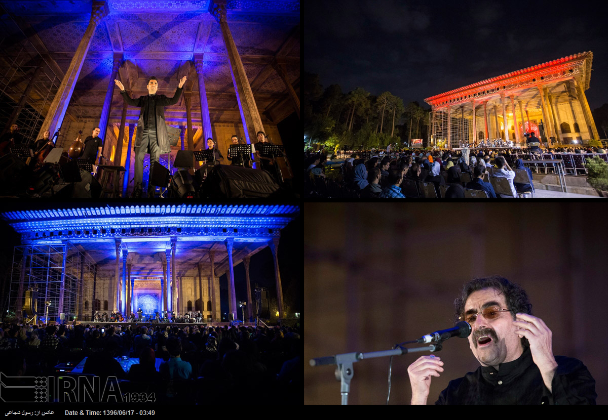 تصاویر کنسرت آواز پارسی‌ در چهلستون,عکسهای کنسرت شهرام ناظری در اصفهان,عکس کنسرت در کاخ چهلستون