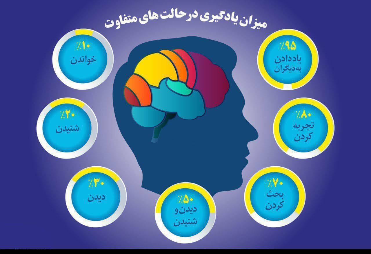 اینفوگرافیک میزان یادگیری در حالت های مختلف