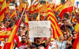 عکس های تظاهرات علیه جدایی کاتالونیا در اسپانیا,تصاویر تظاهرات علیه جدایی کاتالونیا در اسپانیا,عکس های تظاهرات مردم بارسلونا به استقلال کاتالونیا
