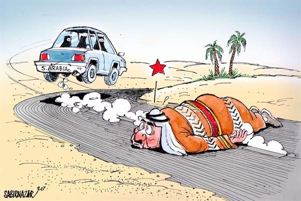 کارتون عاقبت رانندگی زنان در عربستان,کاریکاتور,عکس کاریکاتور,کاریکاتور اجتماعی
