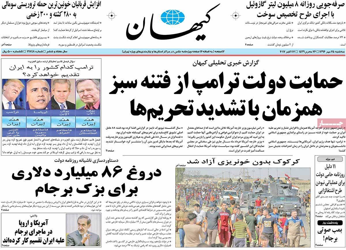 عناوین روزنامه های سیاسی ببیست و پنجم مهر 96,روزنامه,روزنامه های امروز,اخبار روزنامه ها