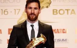 عکس دریافت جایزه کفش طلای مسی,تصاویر دریافت جایزه کفش طلای مسی,عکس مسی