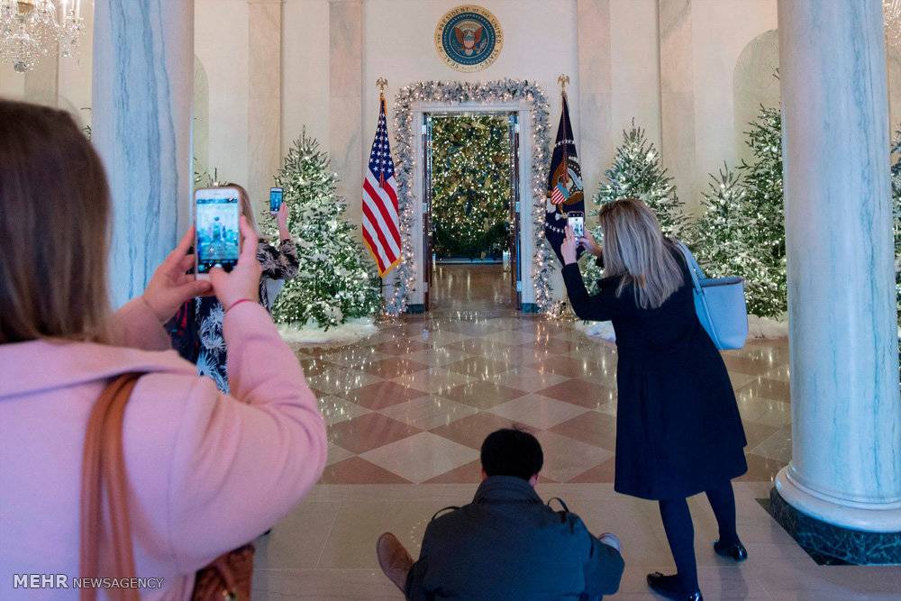 عکس تزئین کاخ سفید برای کریسمس,تصاویرکاخ سفید برای کریسمس,عکس تزیین کریسمس کاخ سفید