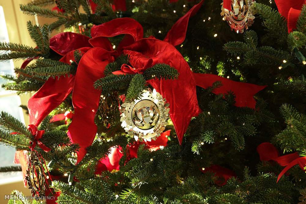 عکس تزئین کاخ سفید برای کریسمس,تصاویرکاخ سفید برای کریسمس,عکس تزیین کریسمس کاخ سفید