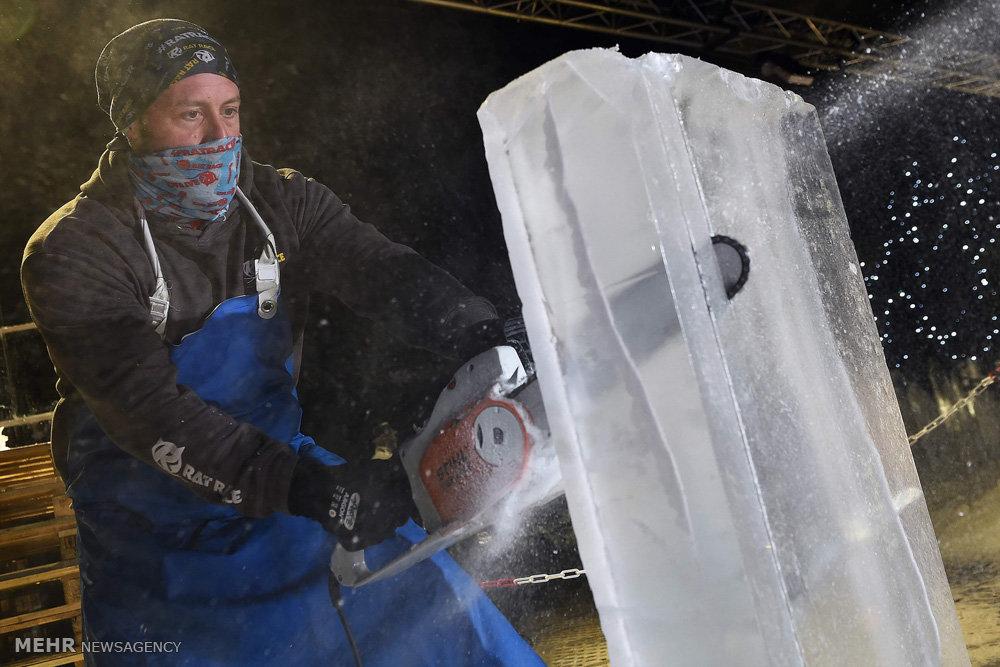 تصاویر جشنواره مجسمه های یخی در اسکاتلند, تصاویر نمایشگاه مجسمه های یخی,تصاویر هنرمندان مجسمه ساز با یخ,