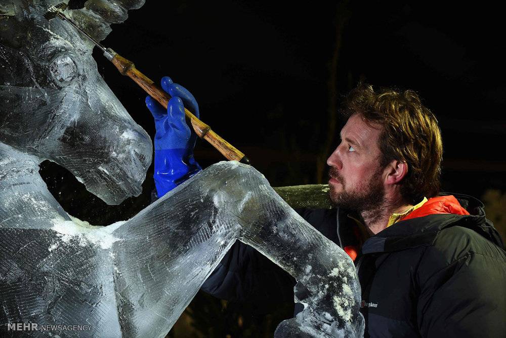 تصاویر جشنواره مجسمه های یخی در اسکاتلند, تصاویر نمایشگاه مجسمه های یخی,تصاویر هنرمندان مجسمه ساز با یخ,