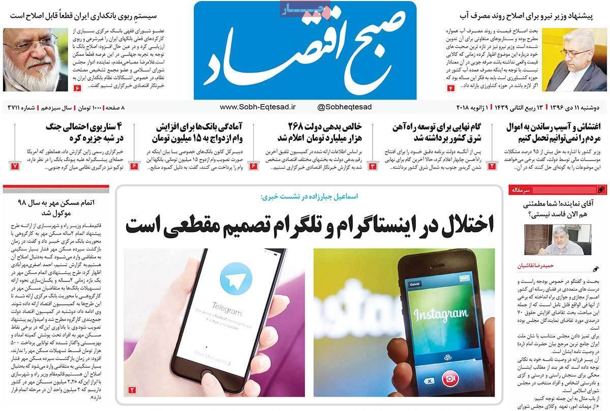 عکس عناوین روزنامه اقتصادی امروزدوشنبه یازدهم دی ماه 1396,روزنامه,روزنامه های امروز,روزنامه های اقتصادی