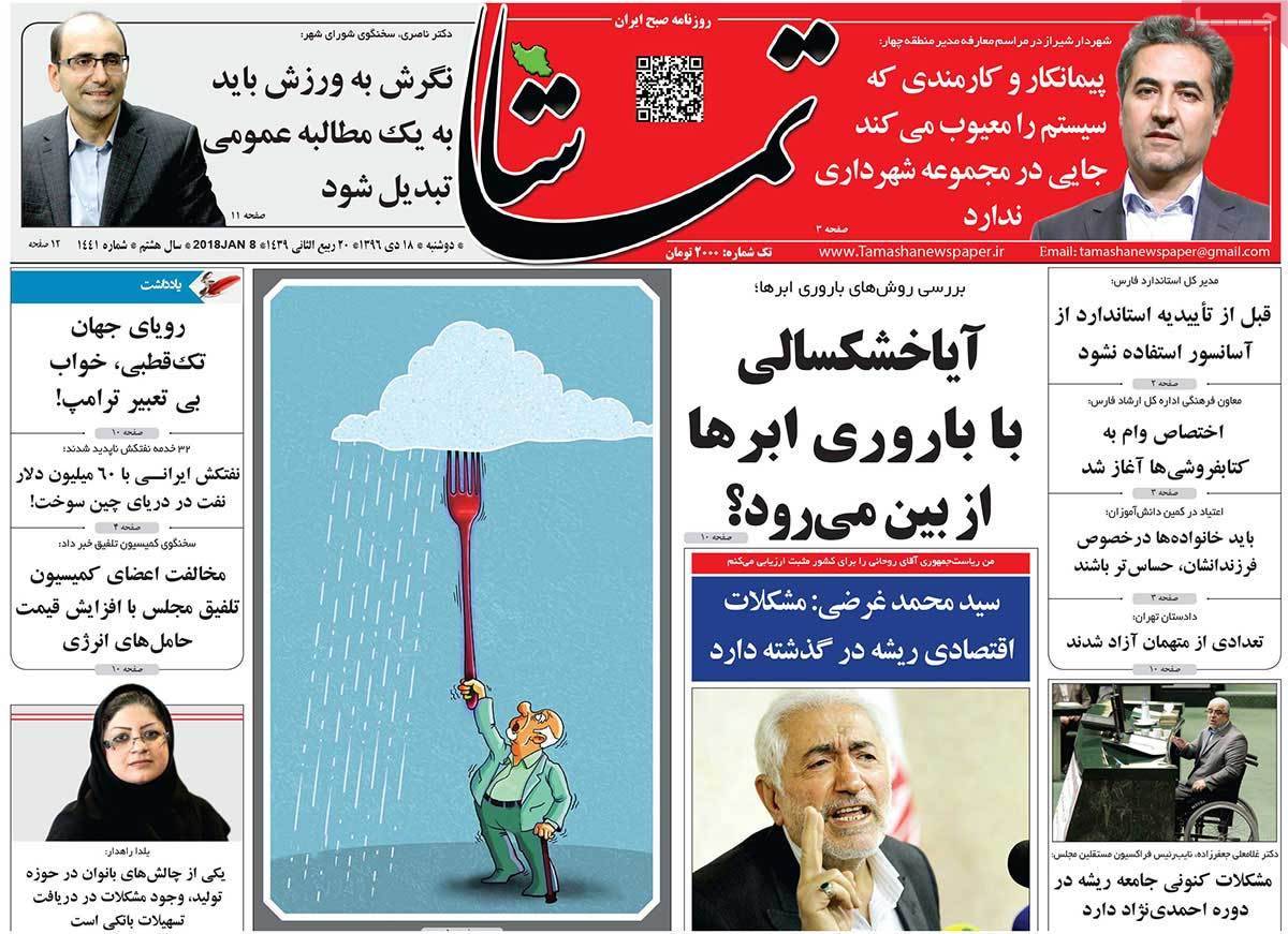 عناوین روزنامه های استانی دوشنبه هجدهم دی ۱۳۹۶,روزنامه,روزنامه های امروز,روزنامه های استانی