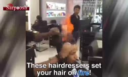 اصلاح مو با آتش در هند (فیلم)