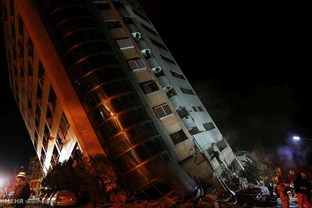 تصاویر زلزله در تایوان‎,عکس های تخریب ساختمان های تایوان,تصاویرخسارت زمین لرزه در تایوان