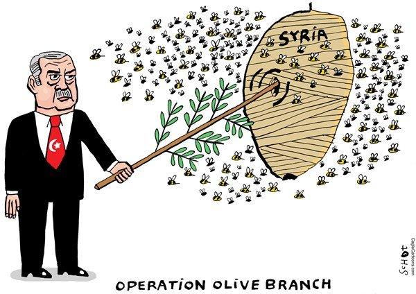 کاریکاتور حملات ترکیه به عفرین