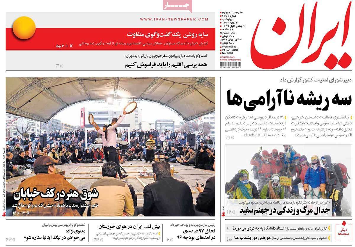 عناوین روزنامه های سیاسی چهارم بهمن 1396,روزنامه,روزنامه های امروز,اخبار روزنامه ها