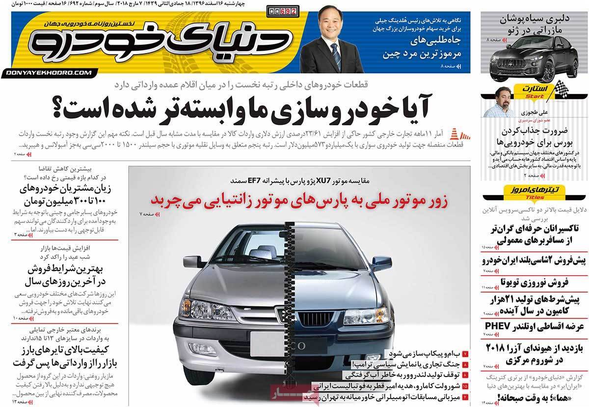 عکس عناوین روزنامه اقتصادی امروز چهارشنبه شانزدهم اسفند ماه1396,روزنامه,روزنامه های امروز,روزنامه های اقتصادی