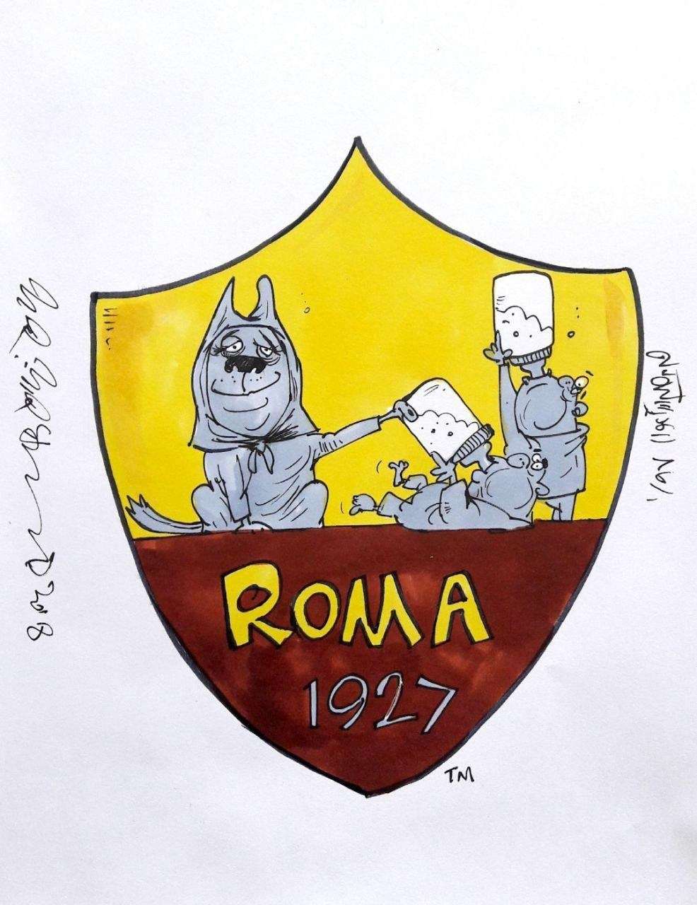 کاریکاتور لوگو باشگاه رم,کاریکاتور,عکس کاریکاتور,کاریکاتور ورزشی