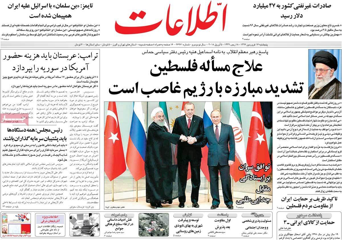 عناوین روزنامه های سیاسی شانزدهم فروردین 97,روزنامه,روزنامه های امروز,اخبار روزنامه ها