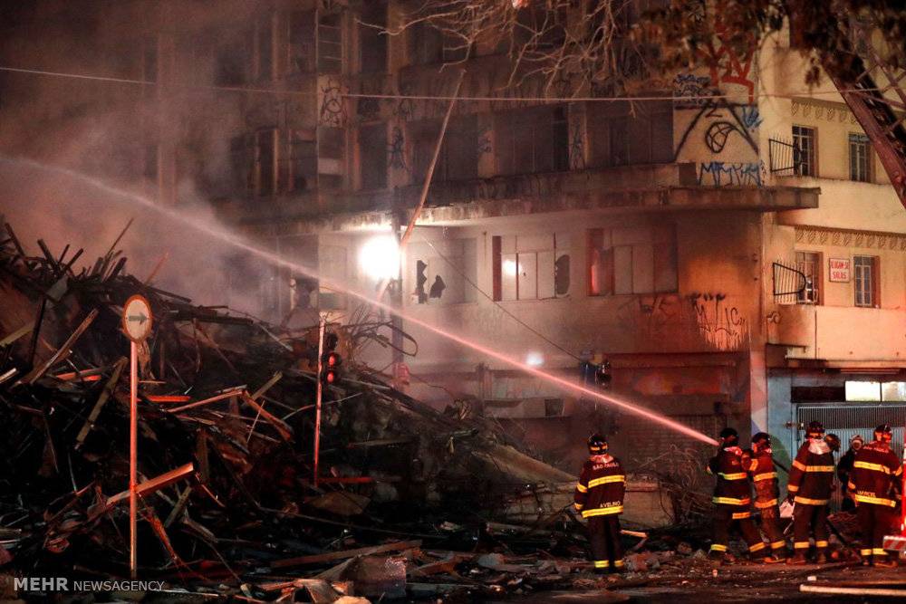 تصاویر آتش سوزی ساختمانی در برزیل‎,عکس های آتش سوزی در برزیل,عکسهای آتش سوزی ساختمان بلندمرتبه