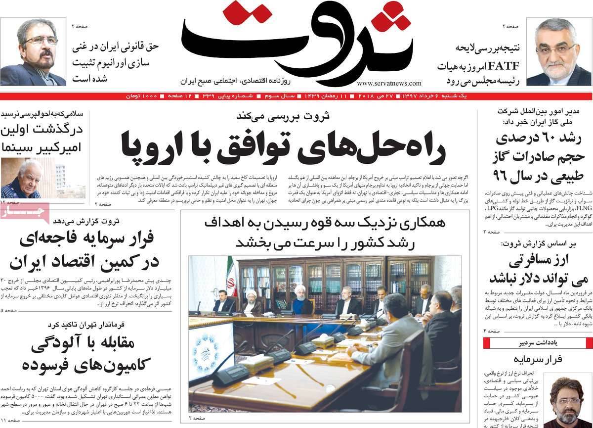 عکس عناوین روزنامه اقتصادی امروزیکشنبه ششم خرداد 1397,روزنامه,روزنامه های امروز,روزنامه های اقتصادی