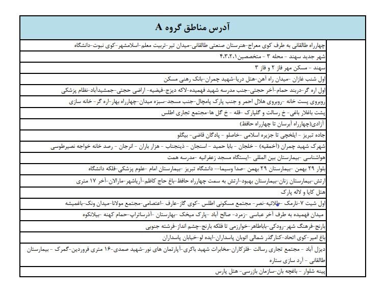 جدول قطعی برق تبریز دوشنبه 25 تیرماه 97,اخبار اقتصادی,خبرهای اقتصادی,نفت و انرژی