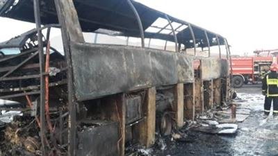 سوختن اتوبوس مسافربری تهران – مریوان,اخبار حوادث,خبرهای حوادث,حوادث