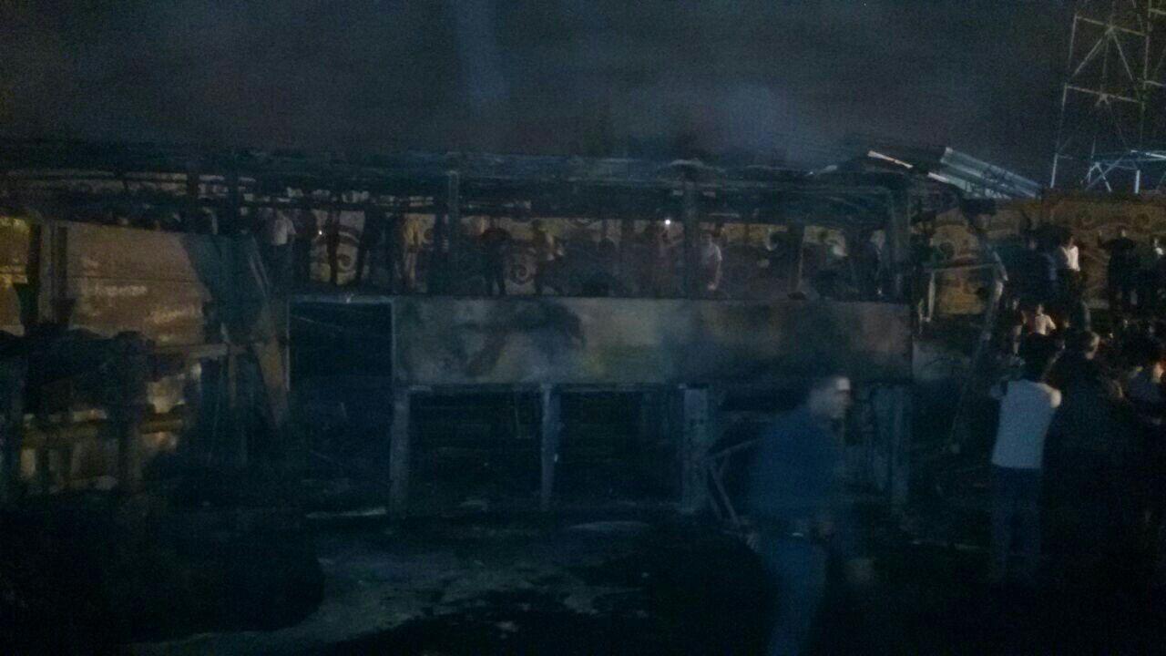 برخورد یک تانکر با اتوبوس در سنندج,اخبار حوادث,خبرهای حوادث,حوادث