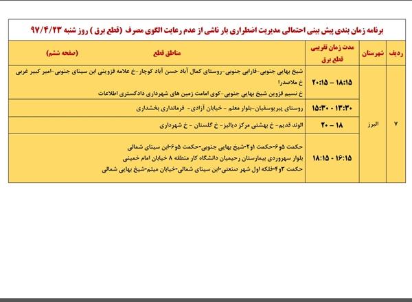 جدول قطعی برق قزوین در تابستان,اخبار اقتصادی,خبرهای اقتصادی,نفت و انرژی