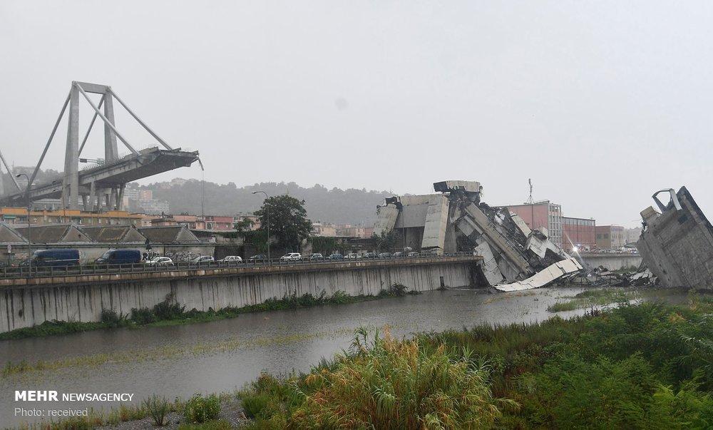 تصاویر فرو ریختن پل در جنوای ایتالیا,عکس های فرو ریختن پل درایتالیا,عکس های حادثه فرو ریختن پل