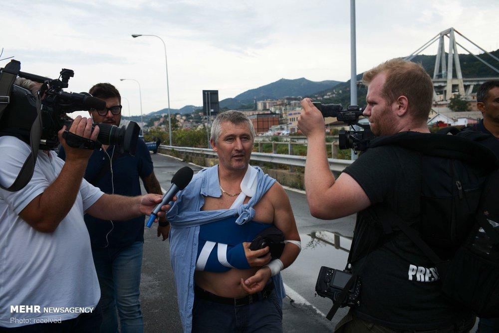 تصاویر فرو ریختن پل در جنوای ایتالیا,عکس های فرو ریختن پل درایتالیا,عکس های حادثه فرو ریختن پل