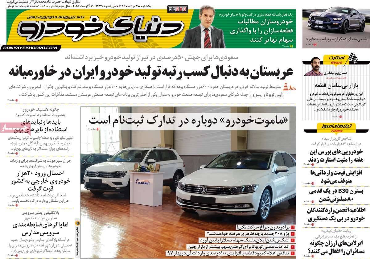 تیتر روزنامه های اقتصادی - یکشنبه بیست و هشتم مرداد1397,روزنامه,روزنامه های امروز,روزنامه های اقتصادی