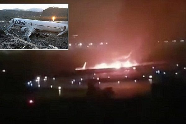 آتش گرفتن هواپیمای مسافربری در فرودگاه در سوچی,اخبار حوادث,خبرهای حوادث,حوادث
