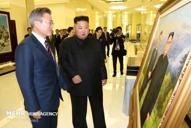 عکس سفرمون جائه این به کره شمالی,تصاویرسفرمون جائه این به کره شمالی,عکس دیدارمون جائه این با کیم جونگ اون