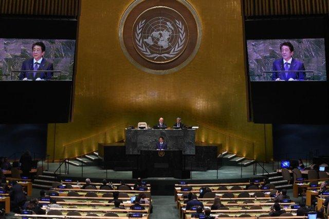 شینزو آبه در سازمان ملل متحد,اخبار سیاسی,خبرهای سیاسی,اخبار بین الملل