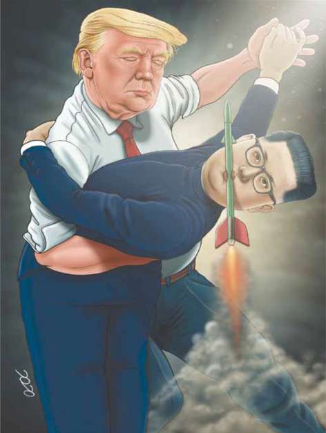 کاریکاتورعاشقانه های کیم و ترامپ