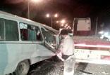 برخورد مینی بوس با تریلی,اخبار حوادث,خبرهای حوادث,حوادث