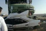 برخورد خودرو با خاور در اتوبان قم کاشان,اخبار حوادث,خبرهای حوادث,حوادث
