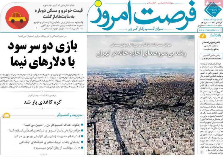 عناوین روزنامه های اقتصادی چهارشنبه بیست و پنجم اردیبهشت ۱۳۹۸,روزنامه,روزنامه های امروز,روزنامه های اقتصادی