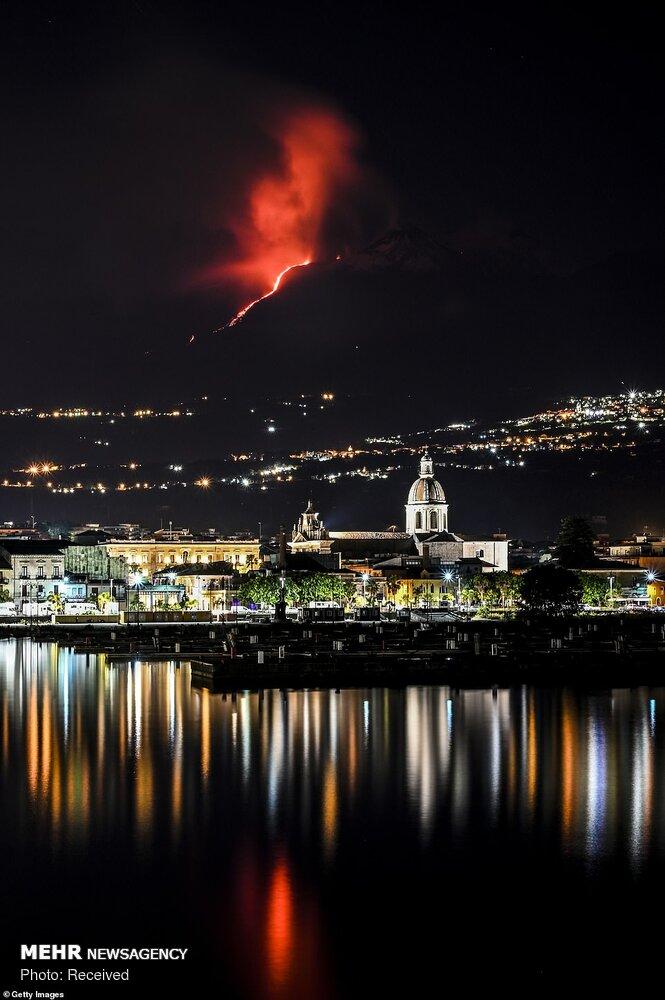 تصاویر آتشفشان اتنا,عکس های گدازه های مذاب آتشفشان اتنا,تصاویر فعال ترین آتشفشان اروپا
