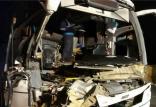 برخورد اتوبوس و تریلر در کاشان,اخبار حوادث,خبرهای حوادث,حوادث