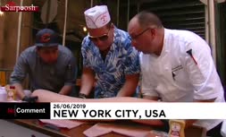 فیلم/ ساندویچ هات‌داگ ۳۰ کیلویی در نیویورک!