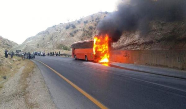 آتش سوزی اتوبوس دختران در تفت,اخبار حوادث,خبرهای حوادث,حوادث