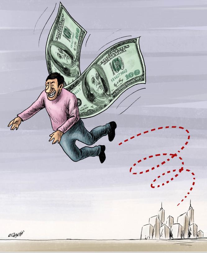 کاریکاتور در مورد فرار کردن عامل بانک مرکزی در توزیع ارزها,کاریکاتور,عکس کاریکاتور,کاریکاتور اجتماعی