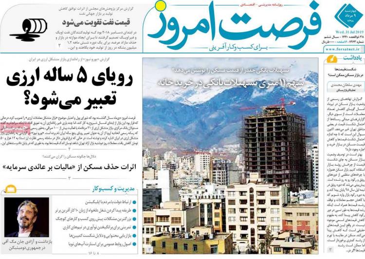 عناوین روزنامه های اقتصادی چهارشنبه نهم مرداد ۱۳۹۸,روزنامه,روزنامه های امروز,روزنامه های اقتصادی