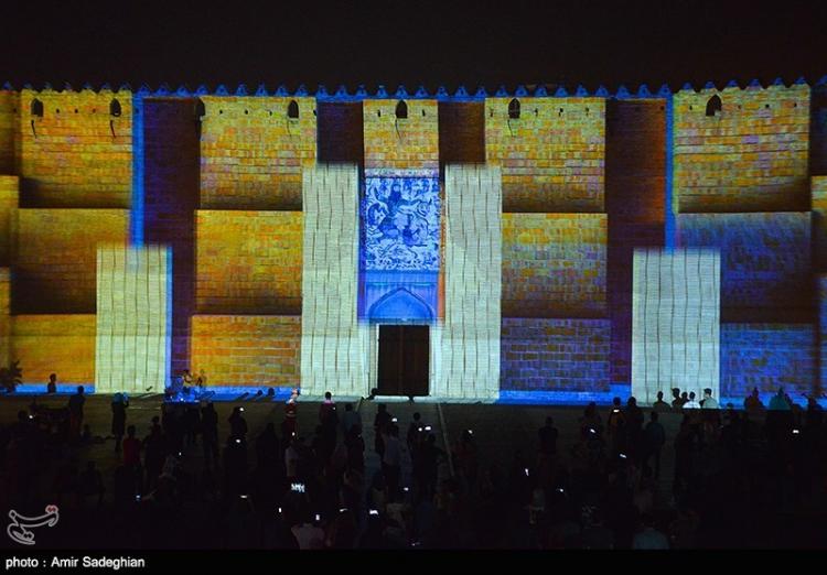 تصاویر اجرای نورپردازی سه بعدی در شیراز,عکس های اجرای نورپردازی سه بعدی در شیراز,تصاویر دیواره ارگ کریم خانی