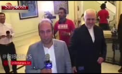 فیلم/ پشت صحنه مصاحبه کامران نجف زاده با ظریف و واکنش جالب وزیر امور خارجه