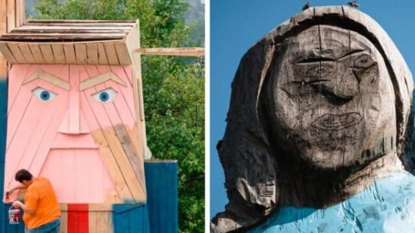 مجسمه چوبی ترامپ در اسلوونی,اخبار هنرهای تجسمی,خبرهای هنرهای تجسمی,هنرهای تجسمی