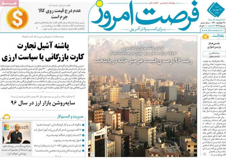 عناوین روزنامه های اقتصادی شنبه نهم شهریور ۱۳۹۸,روزنامه,روزنامه های امروز,روزنامه های اقتصادی