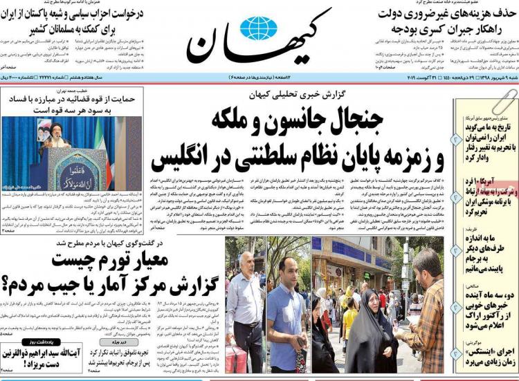 عناوین روزنامه های سیاسی شنبه نهم شهریور ۱۳۹۸,روزنامه,روزنامه های امروز,اخبار روزنامه ها
