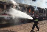 آتش سوزی 40 واگن قطار باری,اخبار حوادث,خبرهای حوادث,حوادث