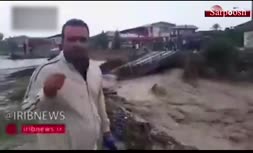 فیلم/ تخریب پل نوکنده به اثر سیل