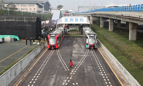 قطار‌های بدون ریل در چین,اخبار خودرو,خبرهای خودرو,وسایل نقلیه