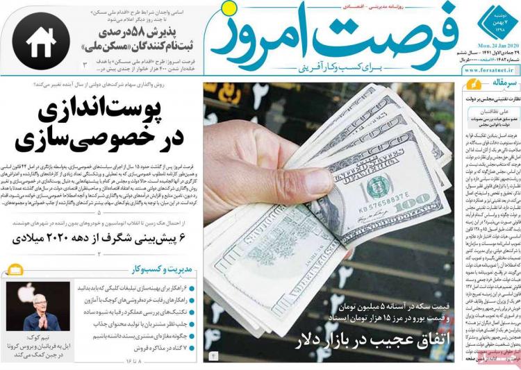 عناوین روزنامه های اقتصادی دوشنبه هفتم بهمن ۱۳۹۸,روزنامه,روزنامه های امروز,روزنامه های اقتصادی